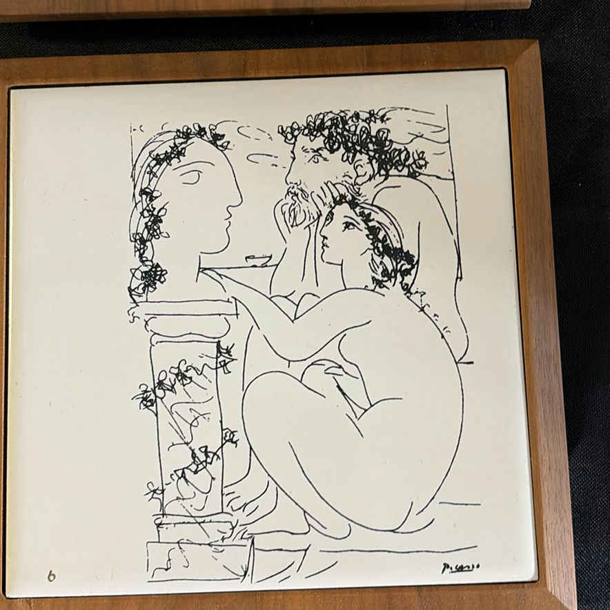 Three framed line drawings of nude figures - image 3 of 4