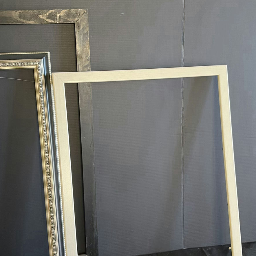 Assorted picture frames, decorative mirror, and art supplies - image 3 of 11