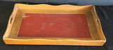 Glass-top table, round leather ottoman, and wooden tray - thumbnail 5 of 5