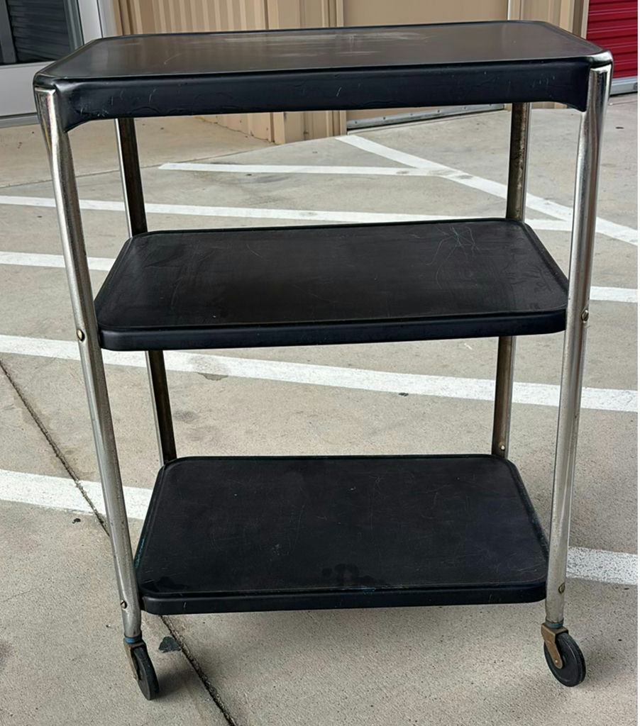 Rolling Three-Tier Utility Cart and Round Metal Side Table - image 2 of 6