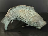 Patinated metal fish sculpture with stake - thumbnail 1 of 2