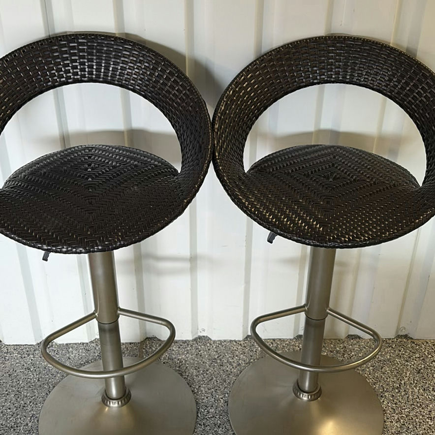 Pair of black wicker bar stools - image 4 of 4