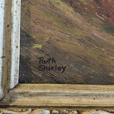 Ruth Shirley framed paintings: chair, florals, landscape, and abstract greens - thumbnail 5 of 8