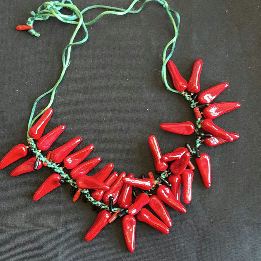 Chili pepper necklace with beaded jewelry set - image 2 of 6