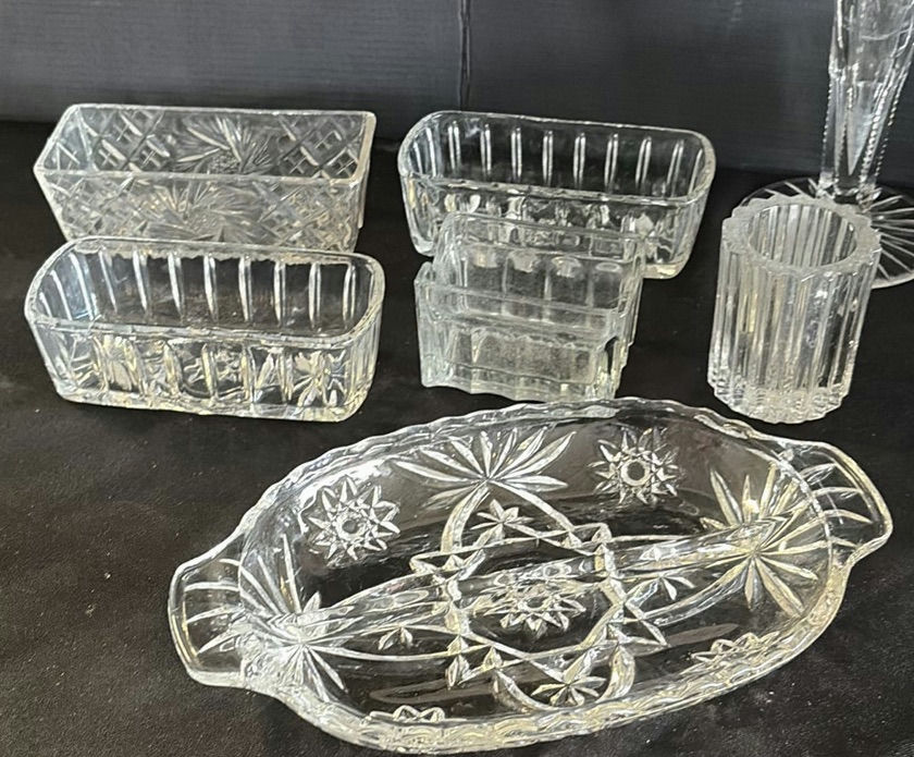 Crystal glassware collection with vases, tumblers, and serving dishes - image 2 of 4