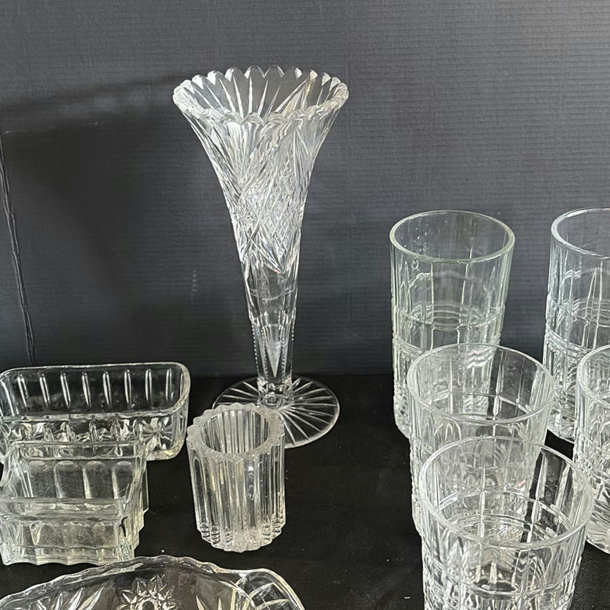 Crystal glassware collection with vases, tumblers, and serving dishes - image 3 of 4
