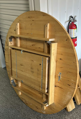 Round Wooden Folding Table - Image 1 of 7