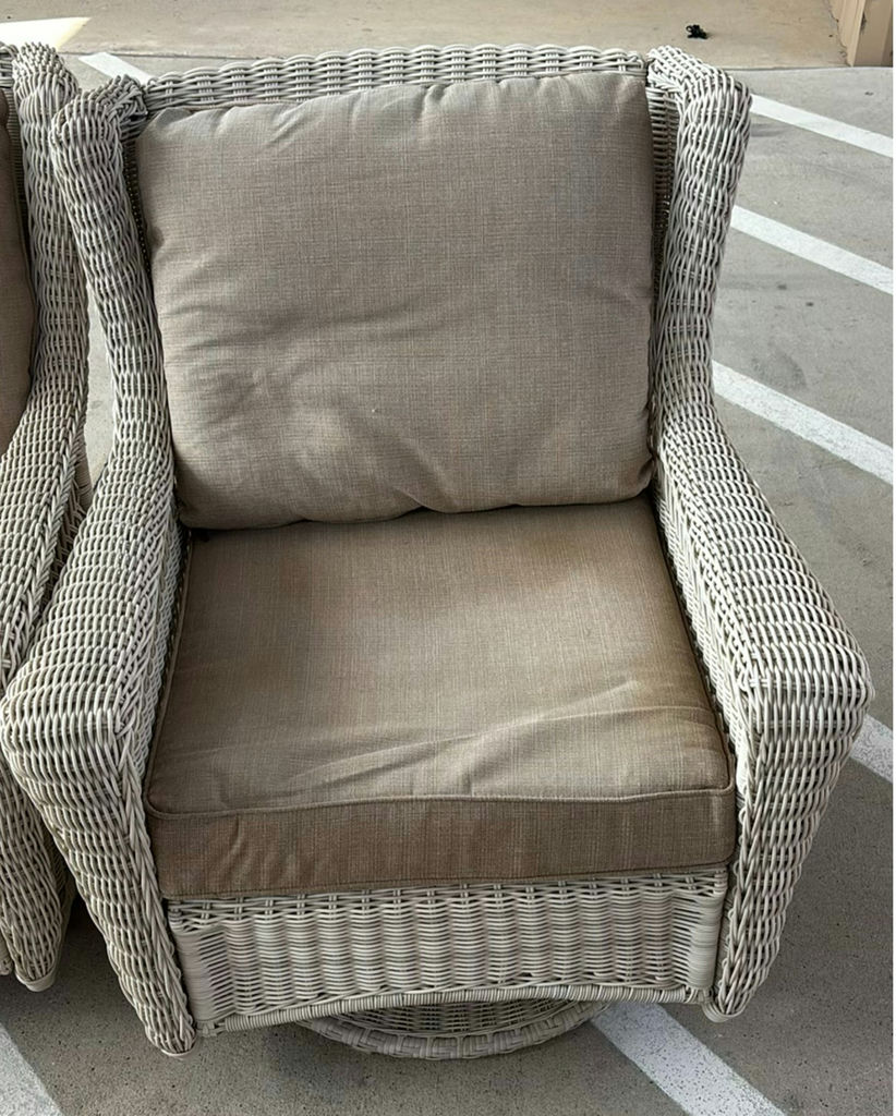 Two Wicker Armchairs with Cushions - image 3 of 8