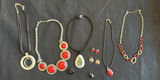 Red cabochon necklaces with assorted pendants and earrings - thumbnail 1 of 6