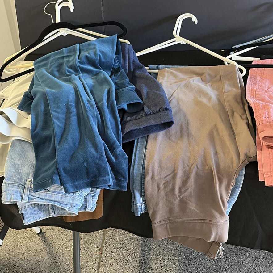Assorted casual clothing items (denim, tees, and tops) - image 3 of 9
