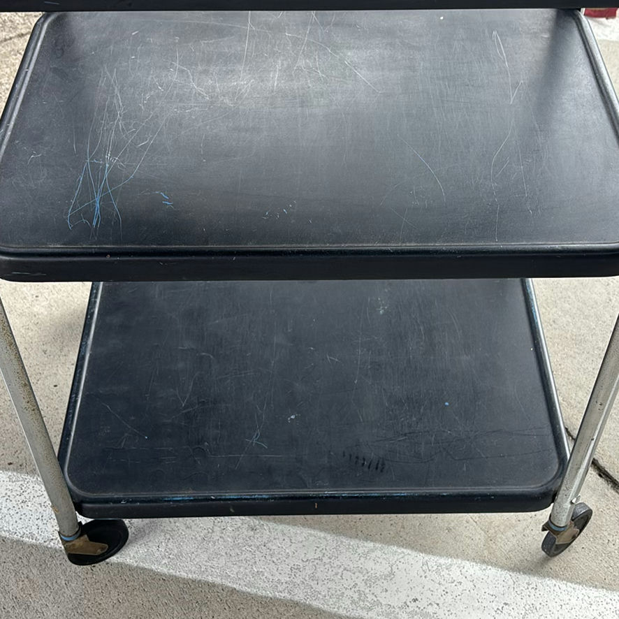 Rolling Three-Tier Utility Cart and Round Metal Side Table - image 4 of 6