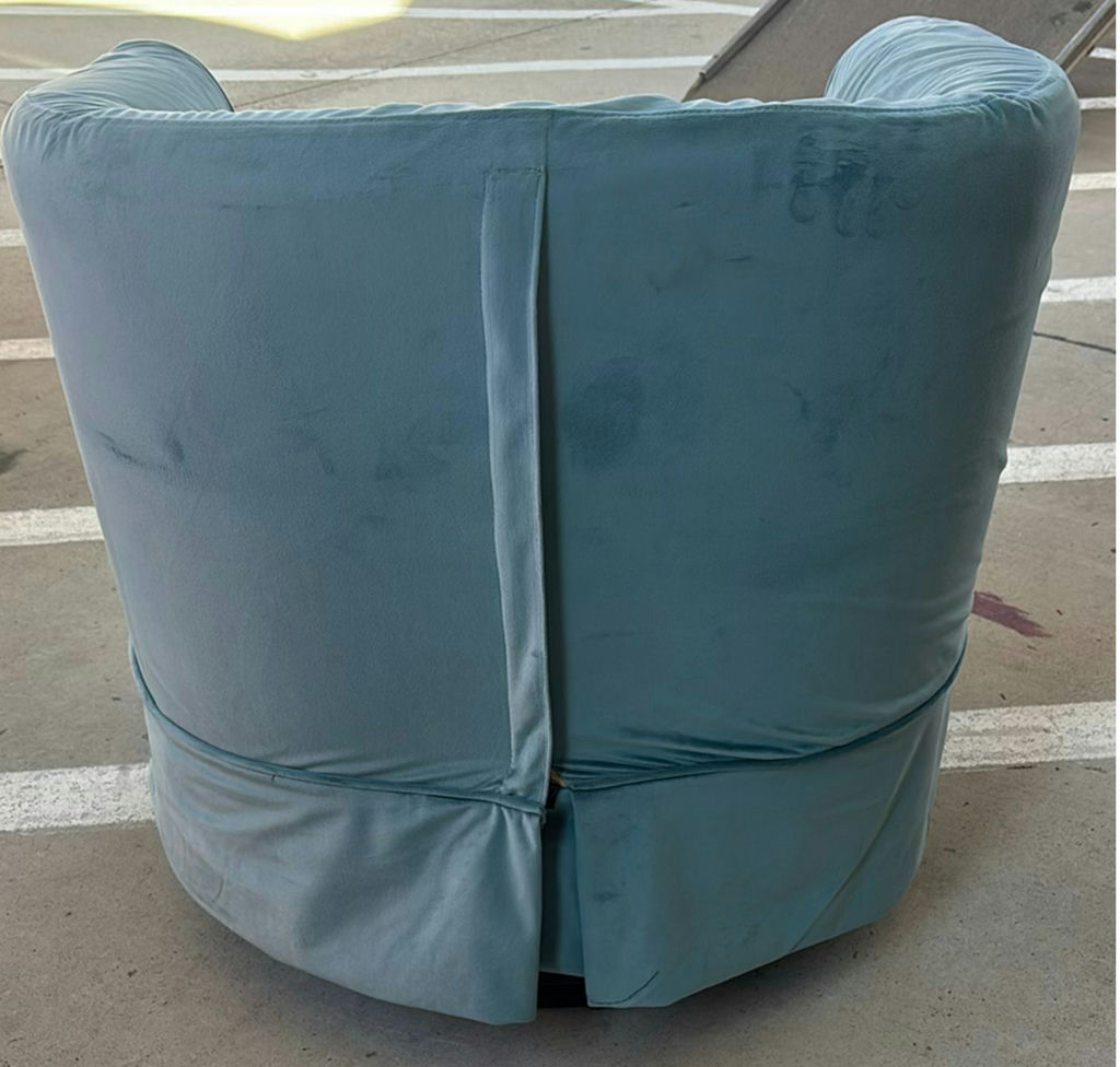 Blue Upholstered Swivel Barrel Chair - image 3 of 7