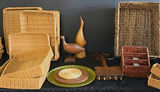 Assorted Woven Baskets and Wooden Decorative Items - thumbnail 1 of 8