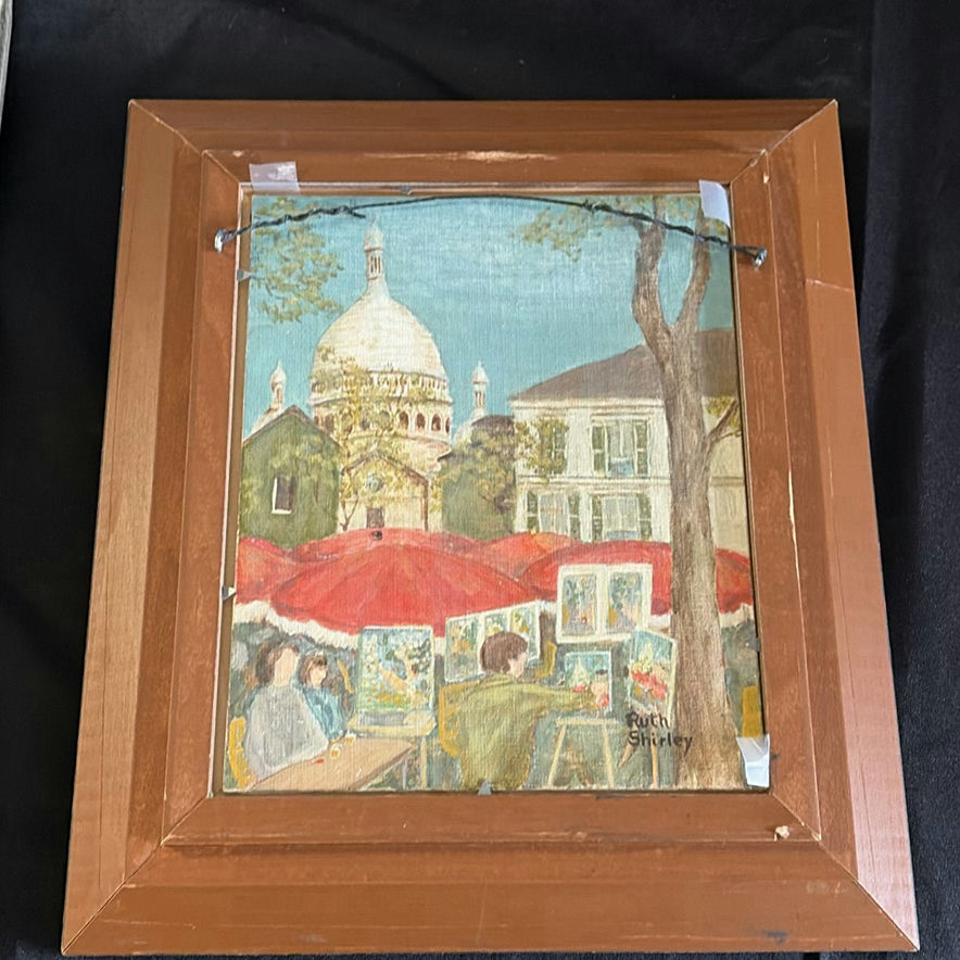 Ruth Shirley Framed Paintings: Hydrangea Bouquet, Cottage Scene, and Market Scene - image 6 of 6