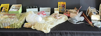 Assorted knitting yarn, crochet supplies, and sewing notions - Image 1 of 7