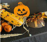 Autumn Halloween Display with Pumpkins, Gourds, and Corn - thumbnail 4 of 5