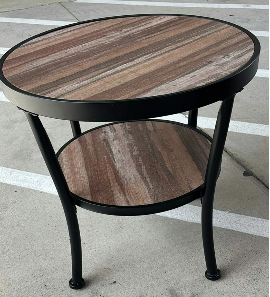 Round Side Table and Wicker Stool - image 2 of 6
