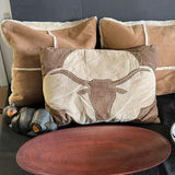Longhorn bull head decorative pillow set with matching cushions and a red quilt/throw, plus tray and tabletop decor - thumbnail 2 of 4