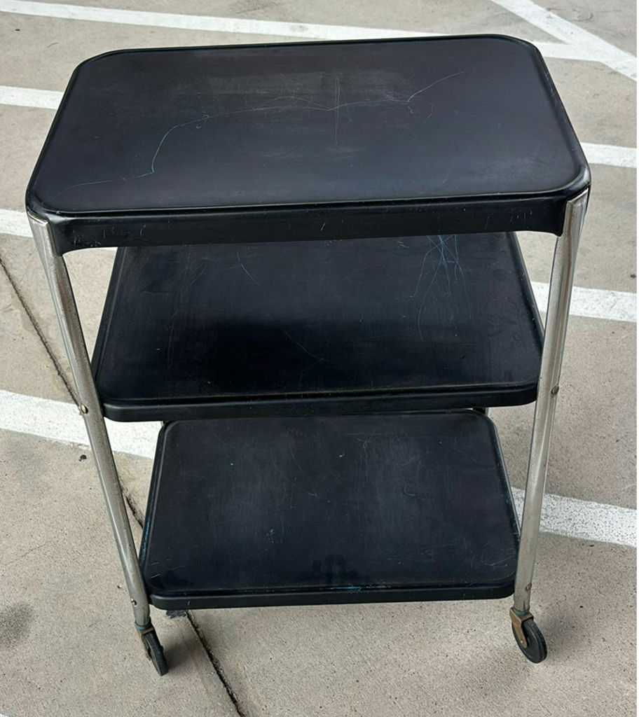 Rolling Three-Tier Utility Cart and Round Metal Side Table - image 1 of 6