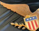Carved wooden eagle with shield and flag-pattern boards - thumbnail 3 of 9