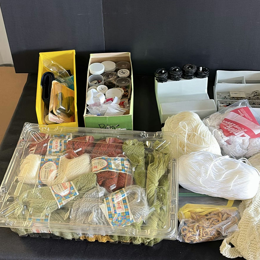 Assorted knitting yarn, crochet supplies, and sewing notions - image 2 of 7