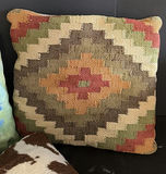 Decorative throw pillows: blue floral, kilim, and cowhide patterns - thumbnail 4 of 4