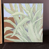 Set of three paintings: winter landscape in ornate frame and two botanical canvases - thumbnail 5 of 6