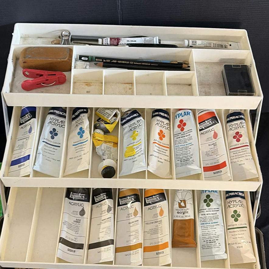 Acrylic paints, canvases, easels, and painting supplies - image 8 of 11