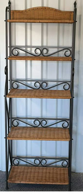 Five-Tier Wicker and Metal Shelf Unit - Image 1 of 3
