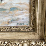Set of three paintings: winter landscape in ornate frame and two botanical canvases - thumbnail 4 of 6