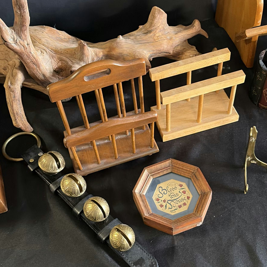 Assorted vintage wooden miniatures, boxes, and metal decor - image 5 of 7