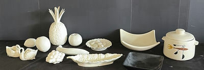 White ceramic fruit and shell-themed decorative tableware - Image 1 of 6
