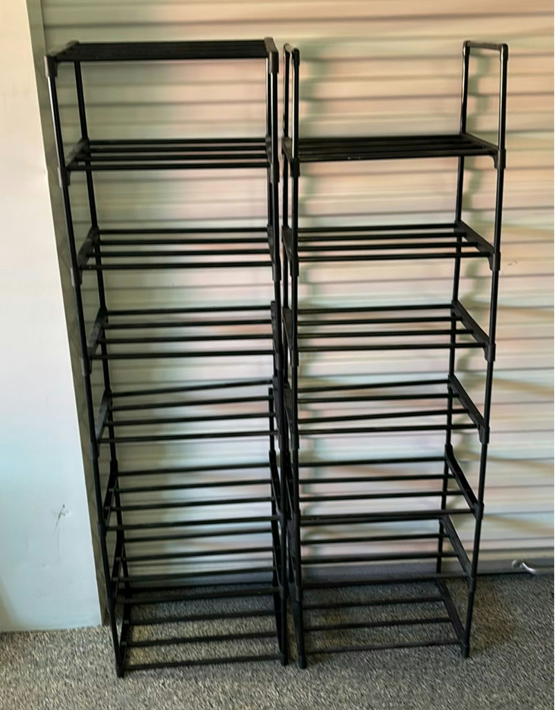Two Black Metal Multi-Tier Shelving Racks - image 1 of 3