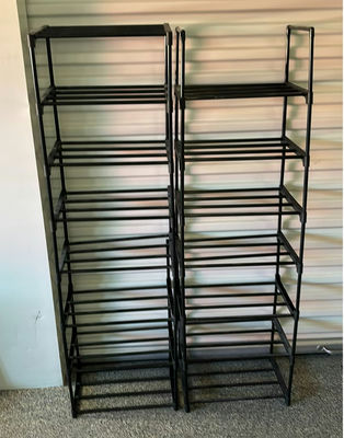 Two Black Metal Multi-Tier Shelving Racks - Image 1 of 3