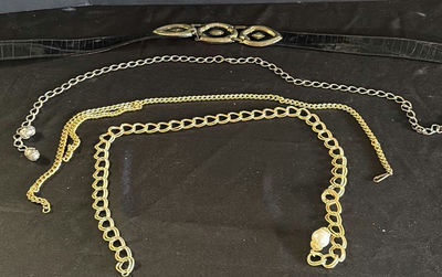 Gold-tone chain necklaces and Brighton belt with ornate buckle - Image 1 of 4