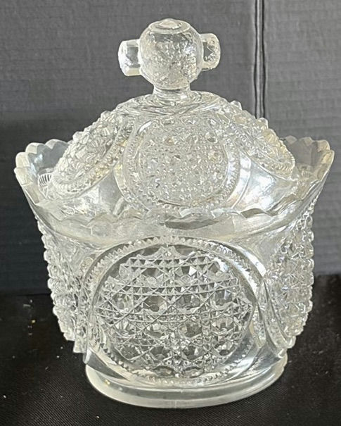 Clear glass goblets with twisted stems and crystal serving pieces - image 4 of 5