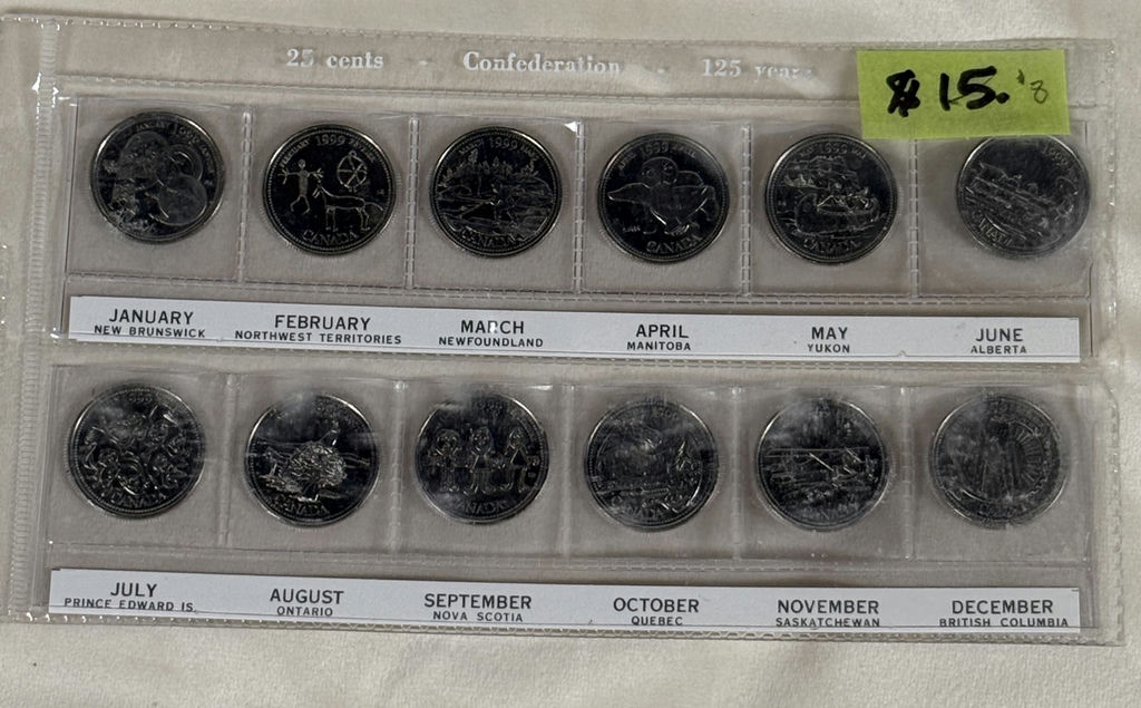 Canadian 25-Cent Confederation 125 Years Coin Set (Monthly Provinces) - image 2 of 5