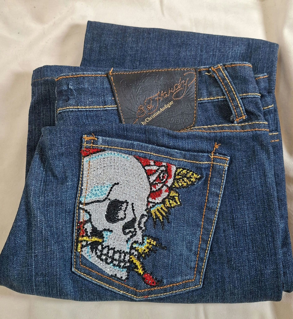 Ed Hardy Skull Pocket Denim Jeans - image 3 of 6