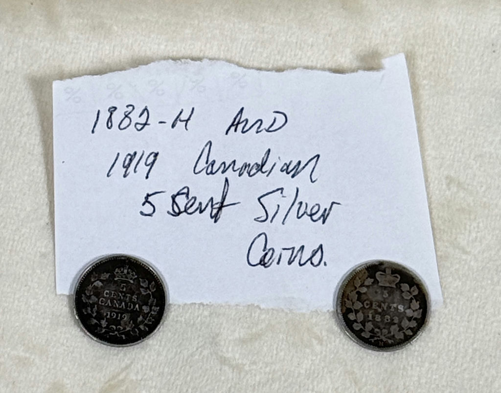 2 Silver Canadian 5-Cent Coins 1882-H and 1919  - image 1 of 6