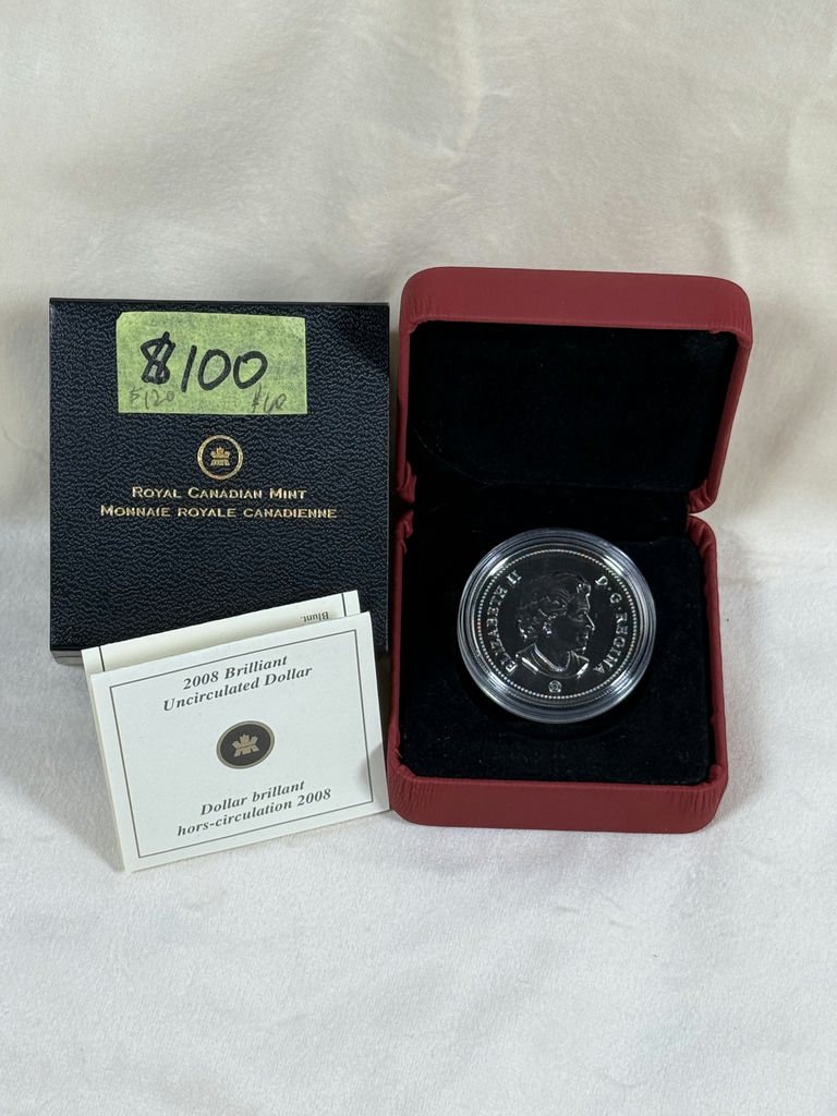 2008 Silver Royal Canadian Mint Brilliant Uncirculated Dollar with display case - image 3 of 4