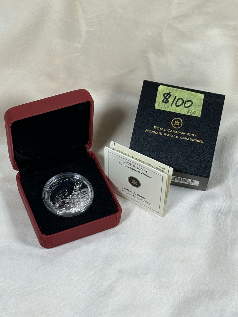 2008 Silver Royal Canadian Mint Brilliant Uncirculated Dollar with display case - image 4 of 4