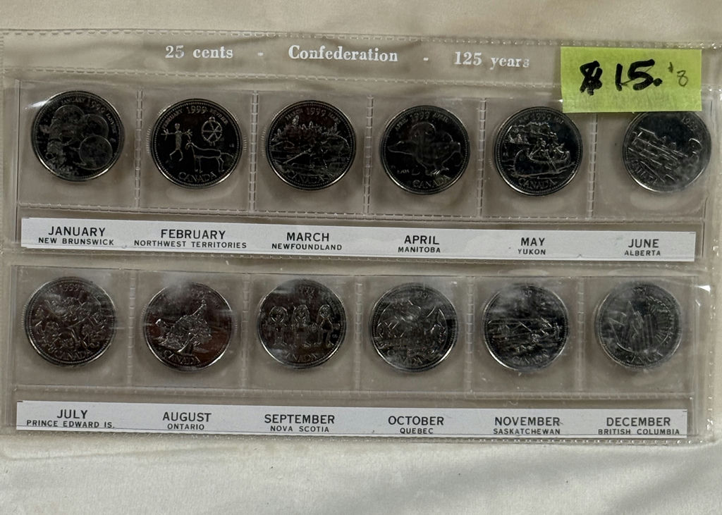 Canadian 25-Cent Confederation 125 Years Coin Set (Monthly Provinces) - image 3 of 5