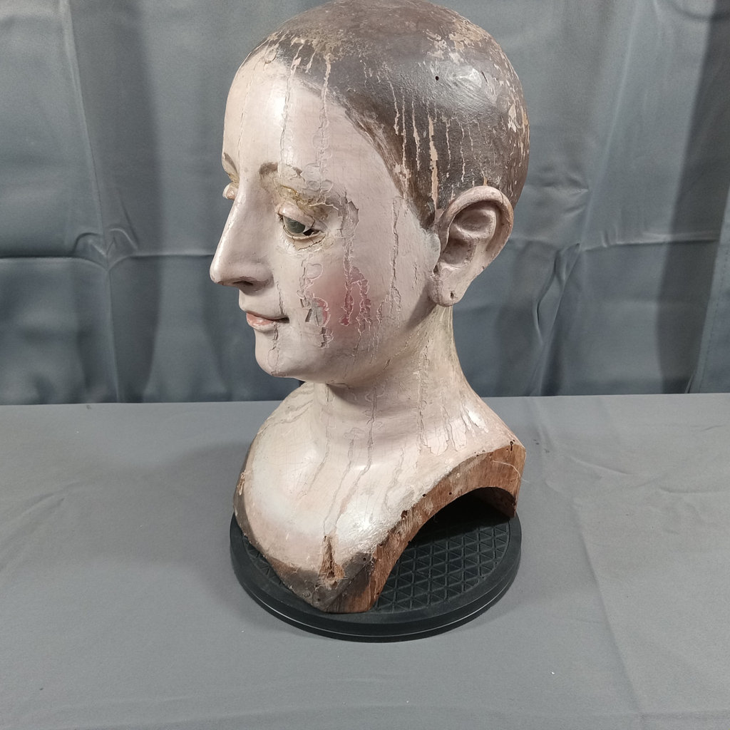 Antique Wood Carved Head / Mannequin Bust - image 6 of 17