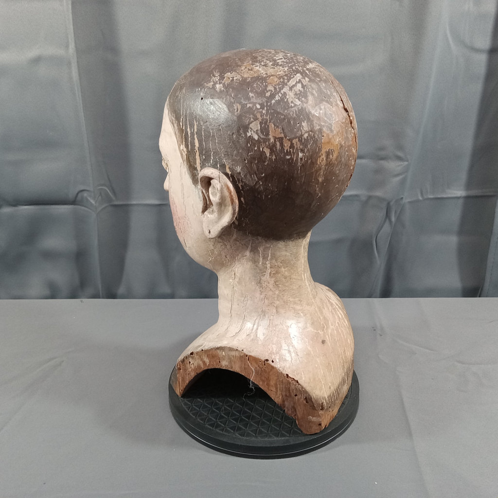 Antique Wood Carved Head / Mannequin Bust - image 5 of 17