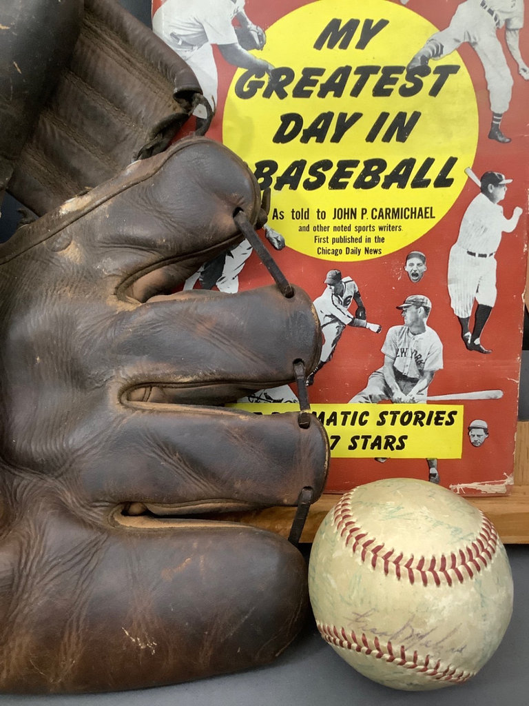 1950s Era Signed Red Sox Baseball, Glove & Book - image 1 of 8
