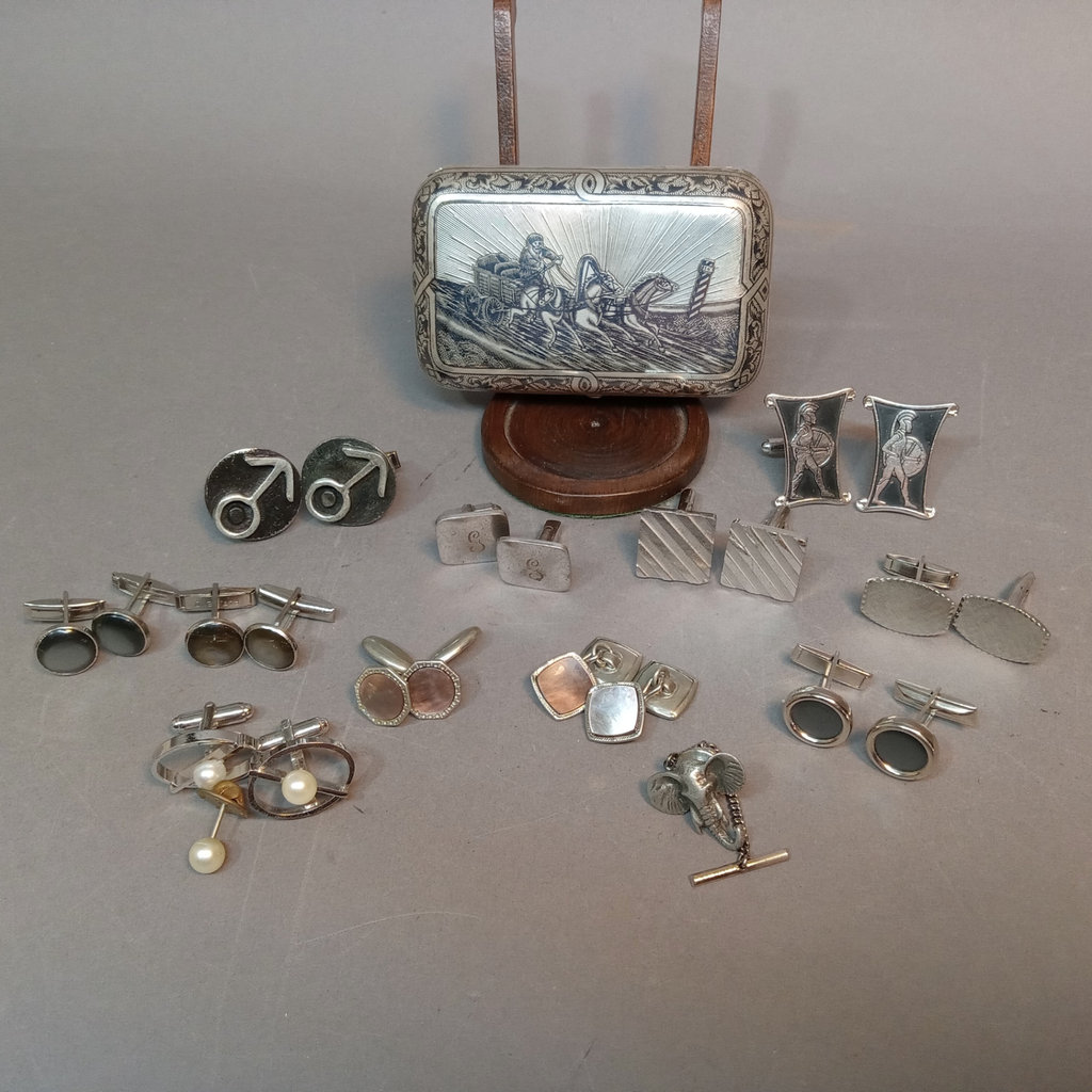 Russian Silver Cigarette Box & Cuff Links - image 1 of 20