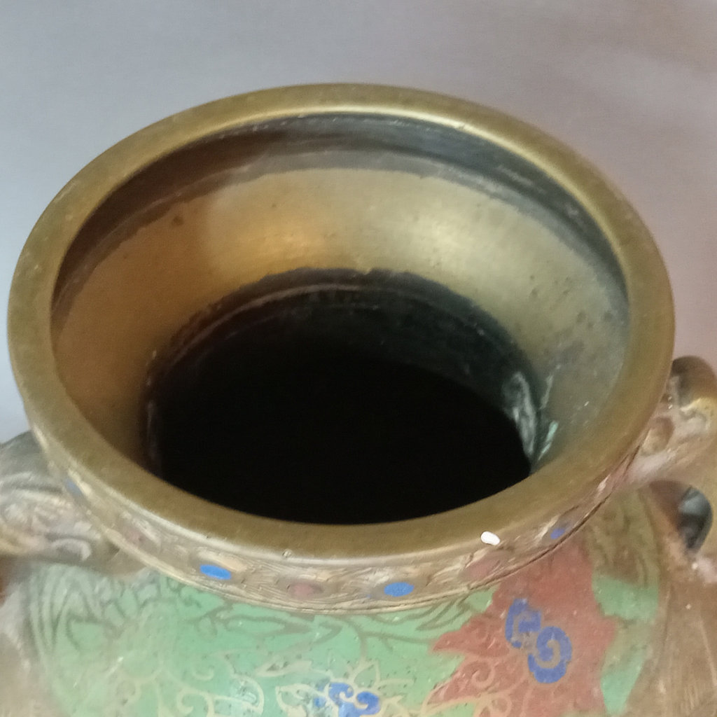 Vintage Brass & Cloisonne Vase - image 5 of 9