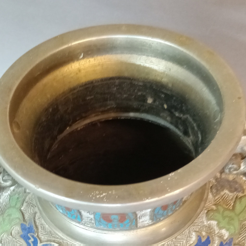 Vintage Metal & Champleve Vase - image 5 of 11