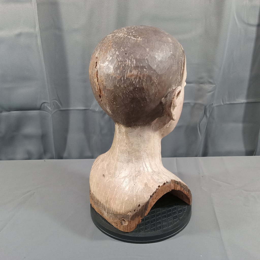 Antique Wood Carved Head / Mannequin Bust - image 3 of 17