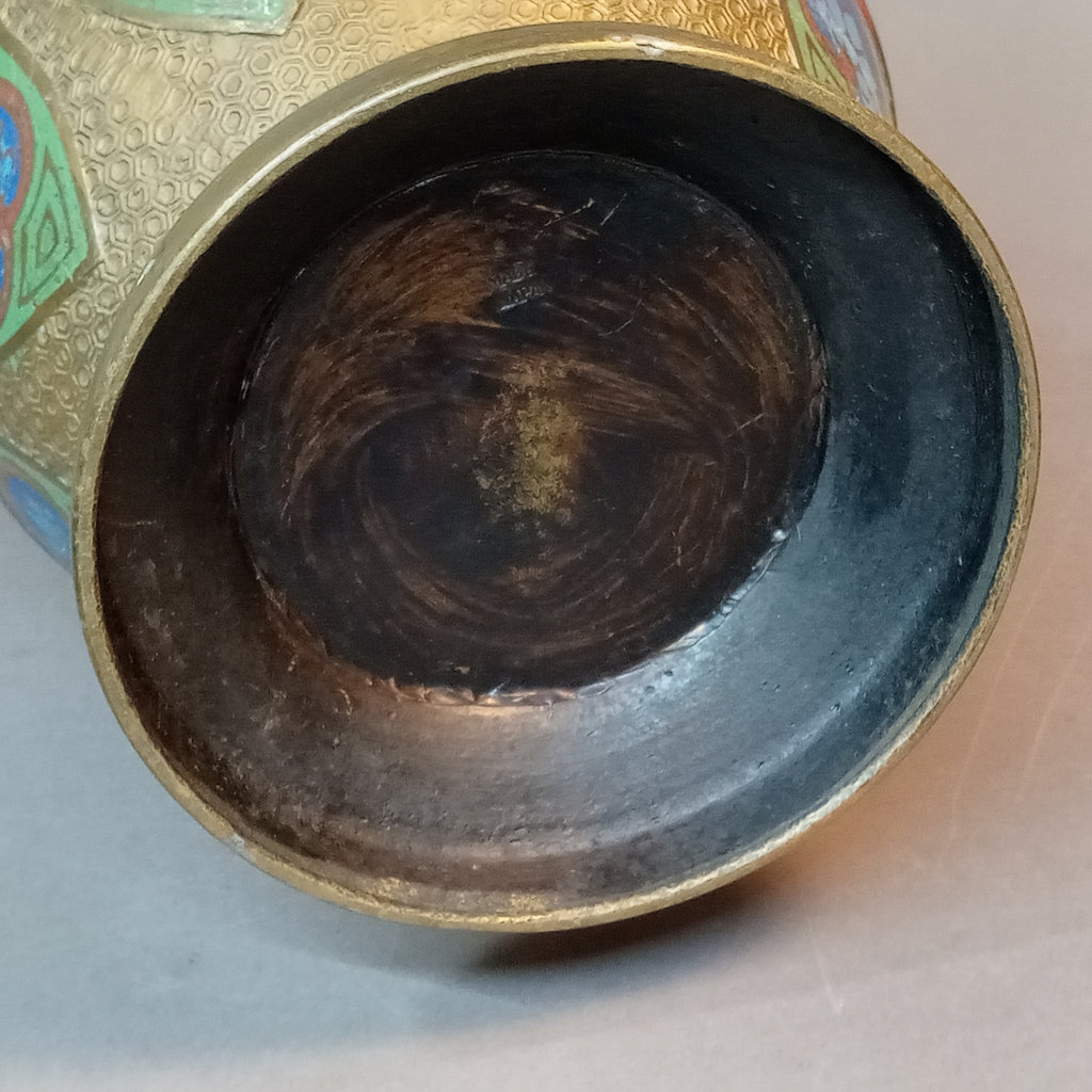 Vintage Brass & Cloisonne Vase - image 6 of 9